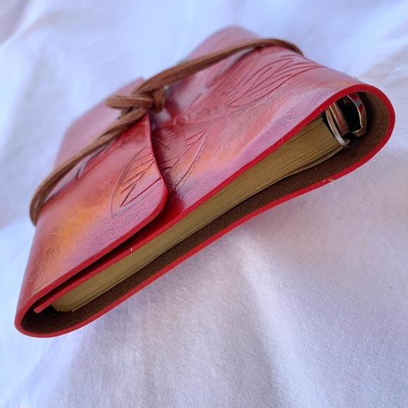 Red Leatherette Journal with Wrap Around Leaf Closure - Picture 5 of 8